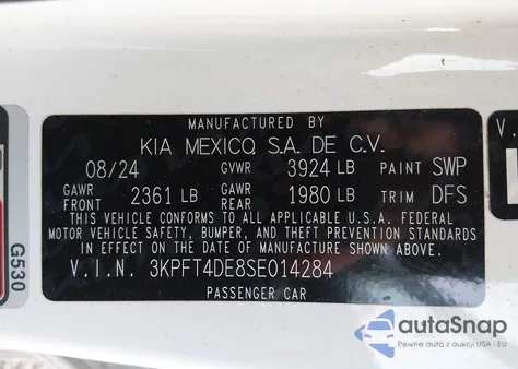 2025 Kia K4 Lx from USA, damaged, VIN 3KPFT4DE8SE014284